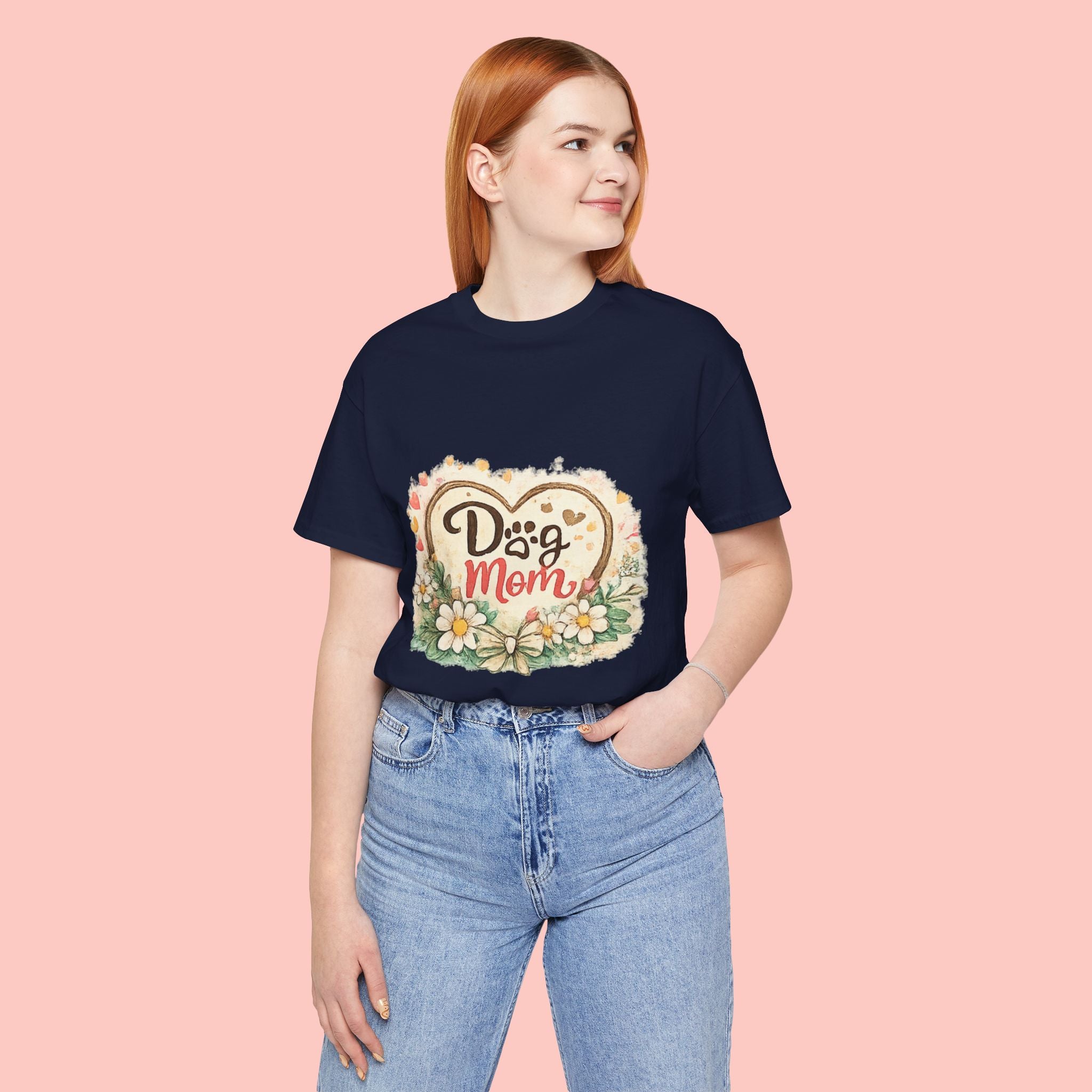 Dog Mom T-Shirt – Floral Heart Paw Design