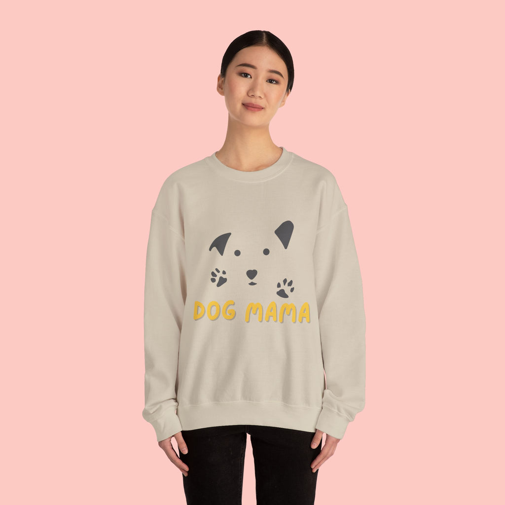 Dog Mama Crewneck Sweatshirt – Cute Paw Print & Puppy Graphic