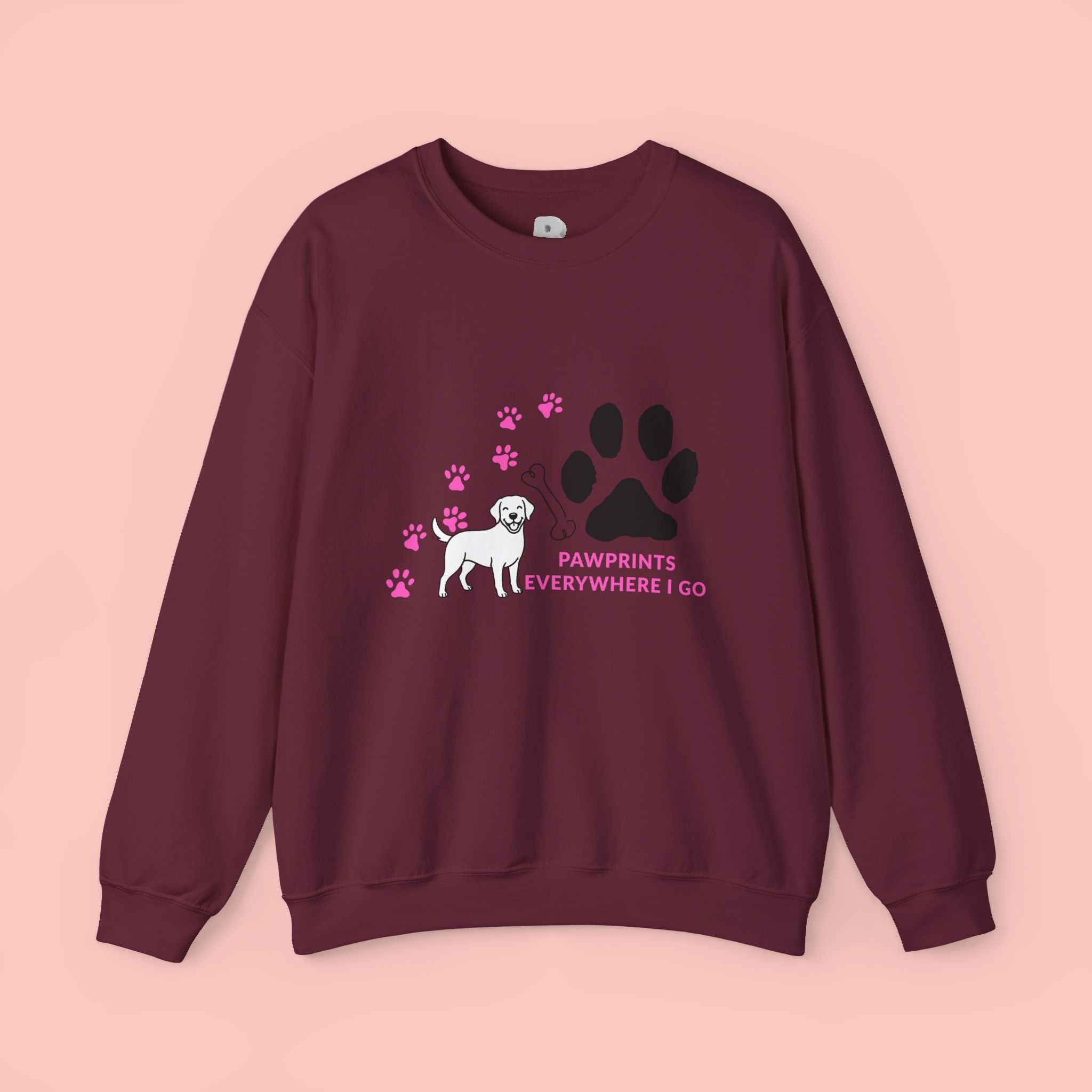 Crewneck Sweatshirt — "Pawprints Everywhere I Go" Dog Lover Graphic