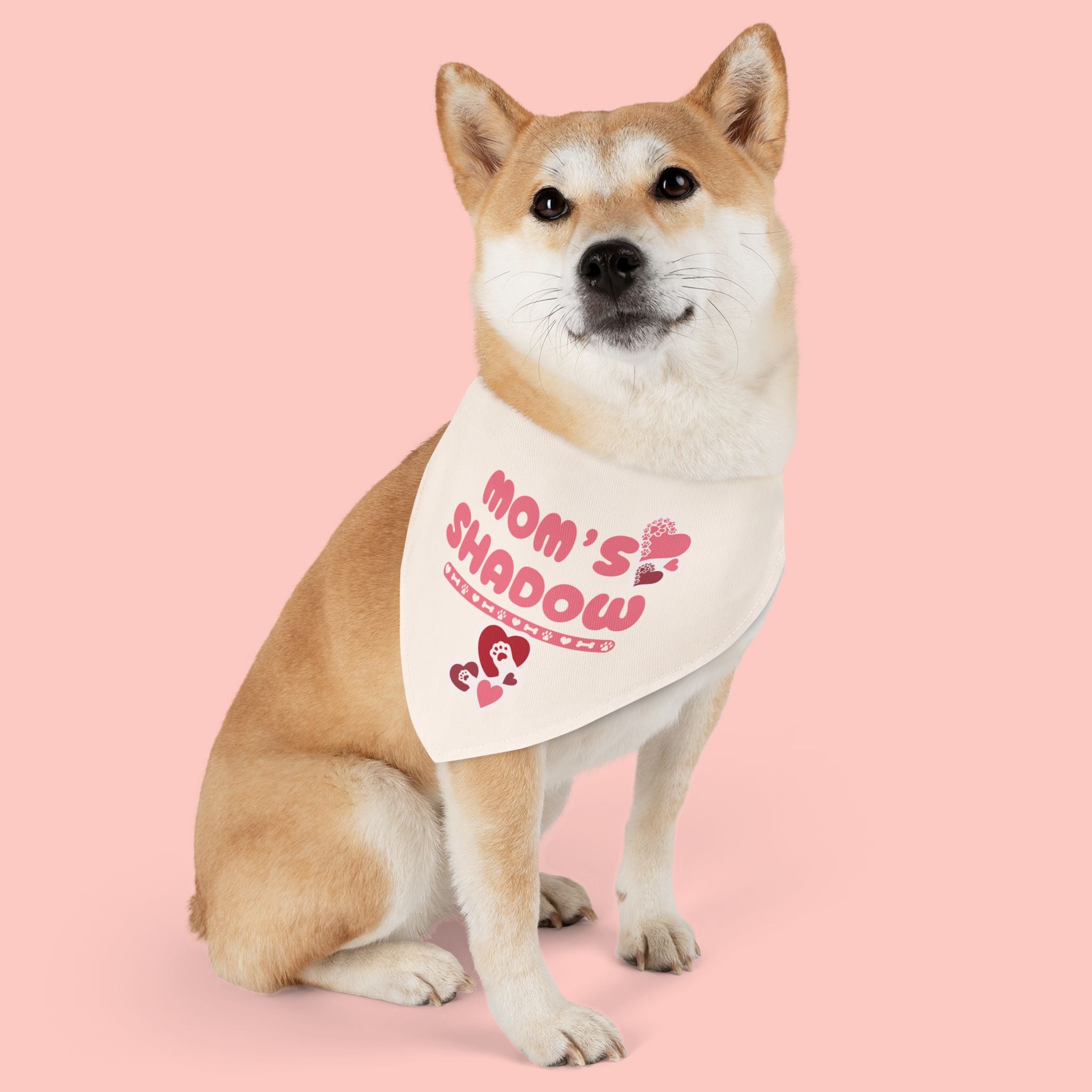 Mom's Shadow Pet Bandana Collar - Cute Pink Paw Print Dog Scarf
