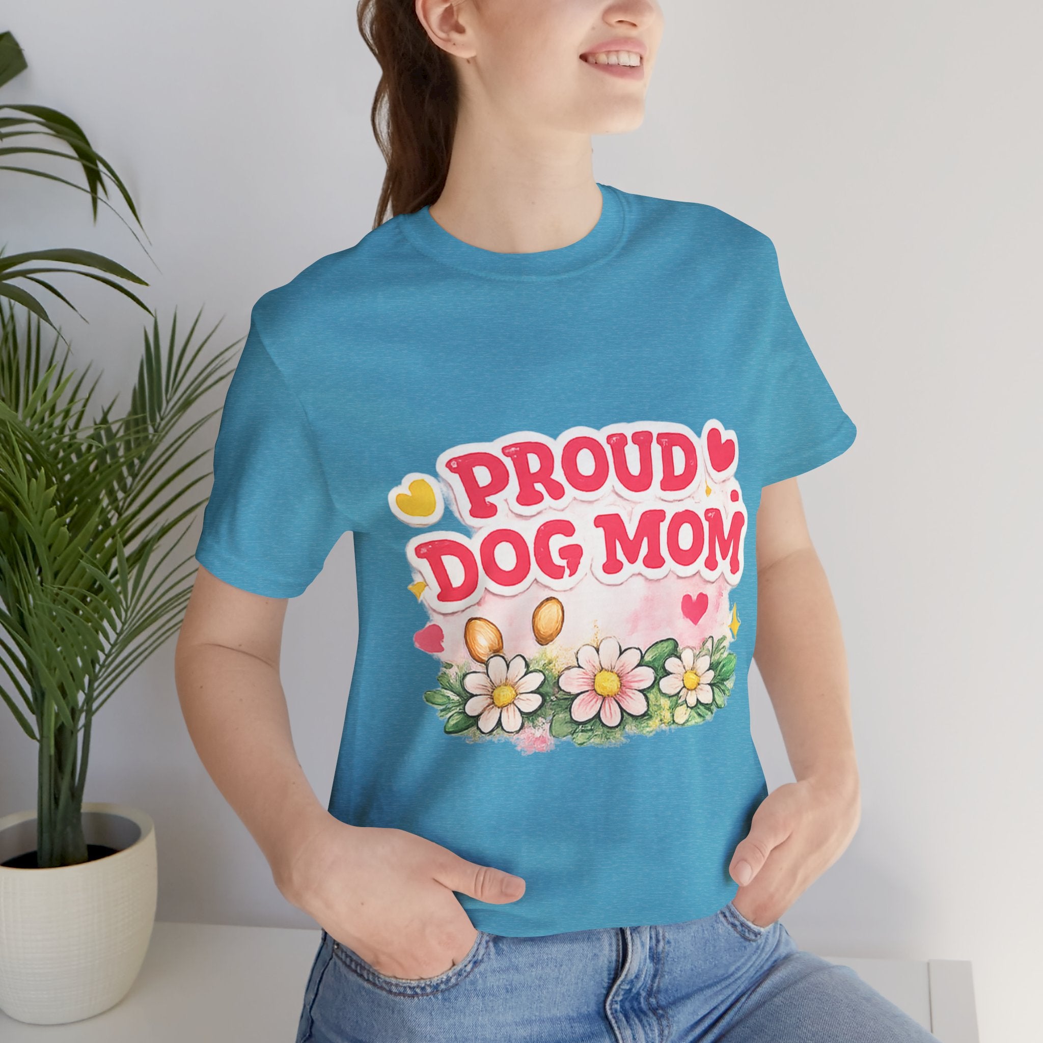 Proud Dog Mom Tee – Floral Retro Heart Design