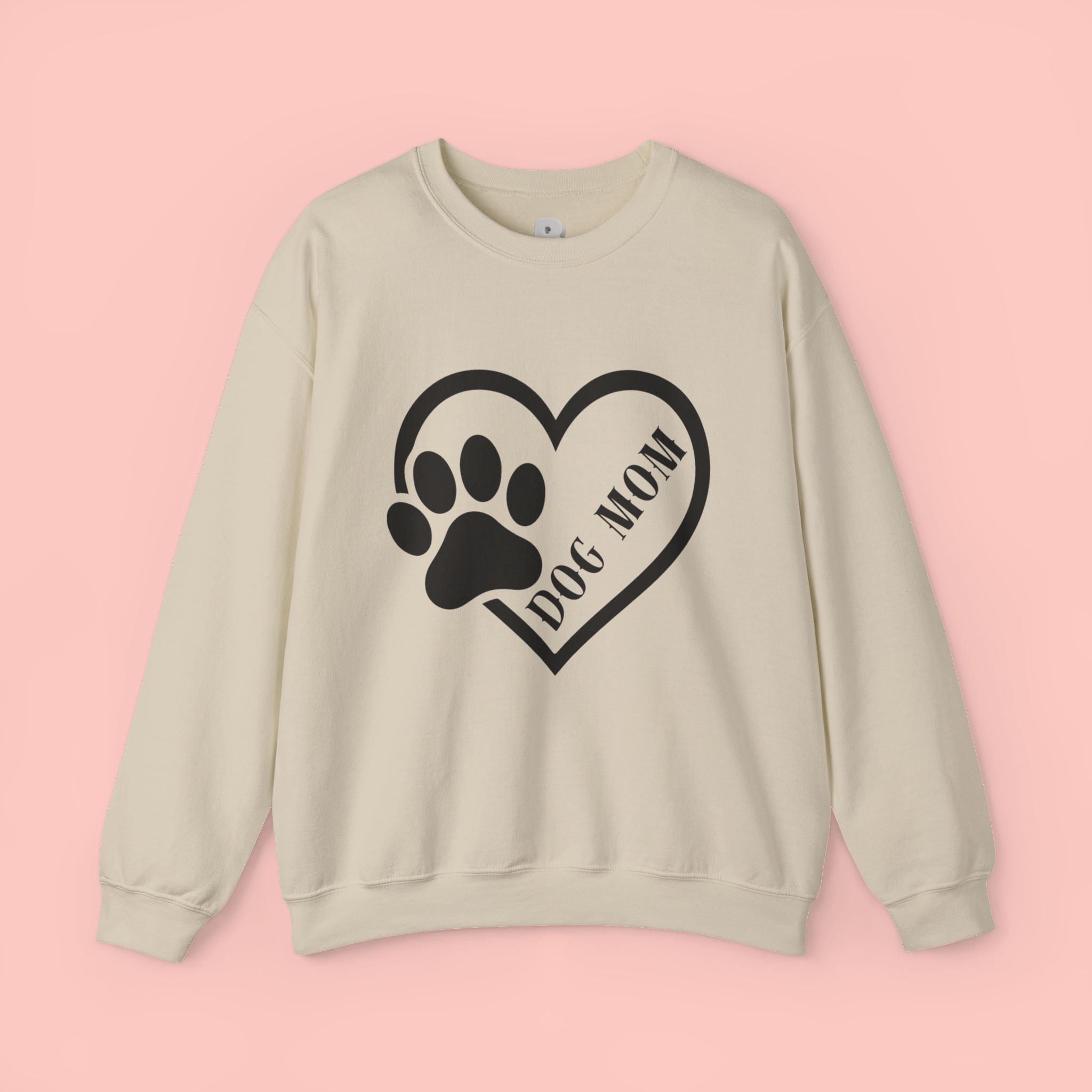 Dog Mom Heart Paw Sweatshirt — Women's Crewneck for Pet Lovers