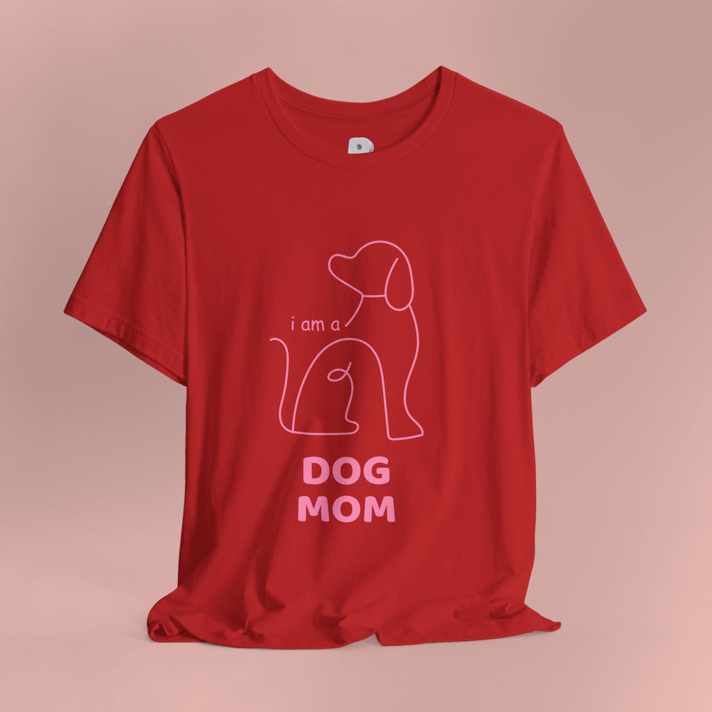 Dog Mom T‑Shirt – Minimal Pink Line Art Dog Tee