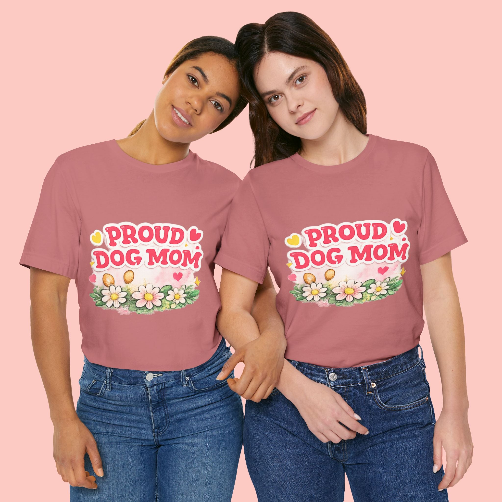 Proud Dog Mom Tee – Floral Retro Heart Design