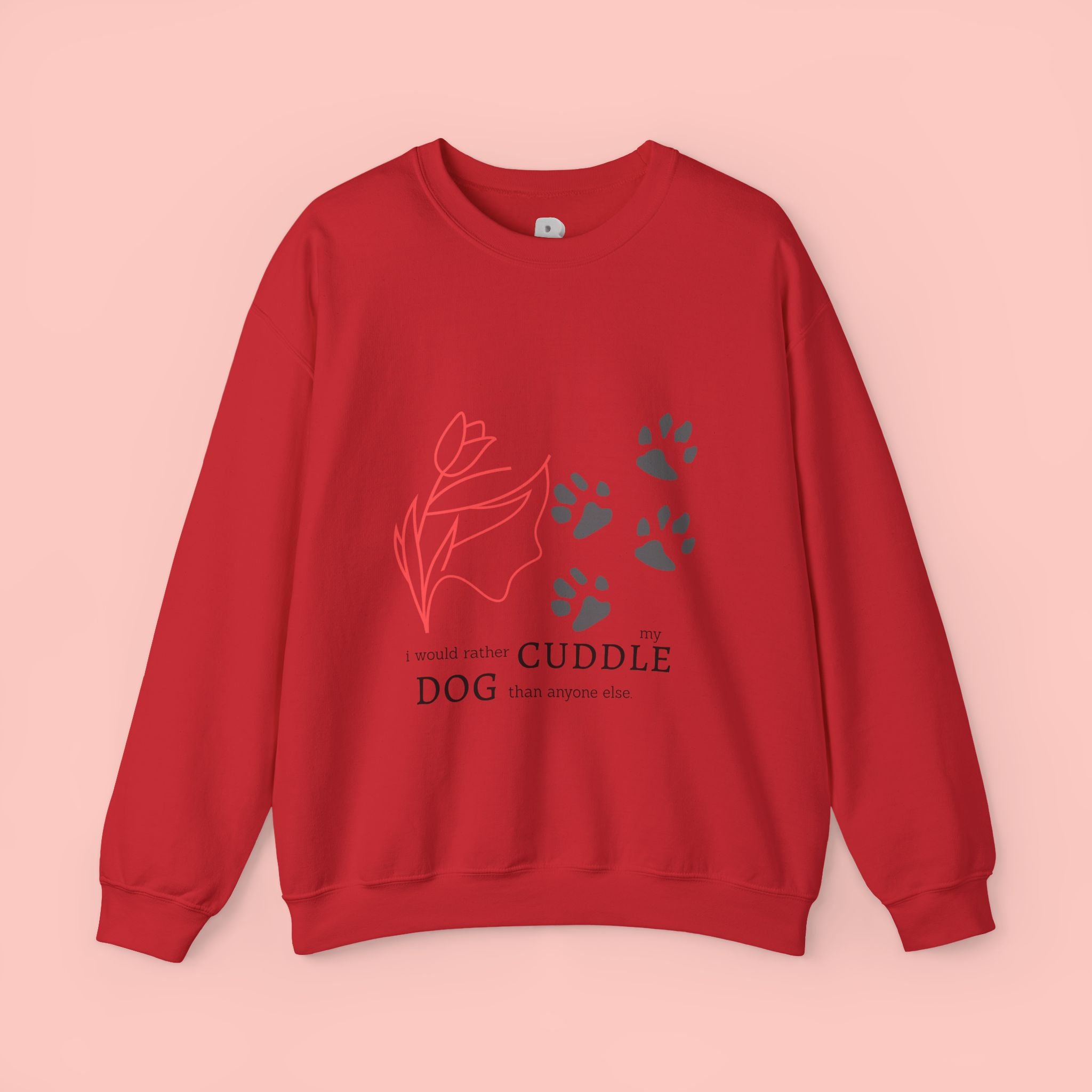 Dog Cuddle Crewneck Sweatshirt – Paw Print & Floral Cozy Pullover