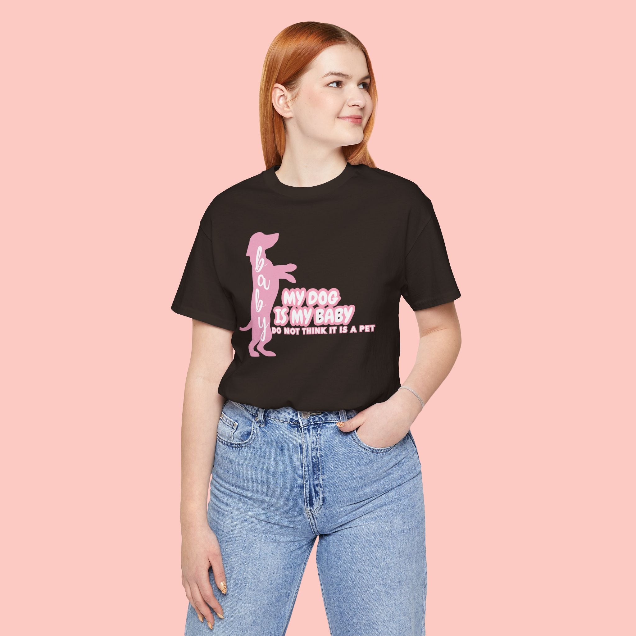 T-Shirt — "My Dog Is My Baby" Pink Dachshund Tee