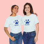 Dog Mom Paw Print T-Shirt — Distressed Blue Design