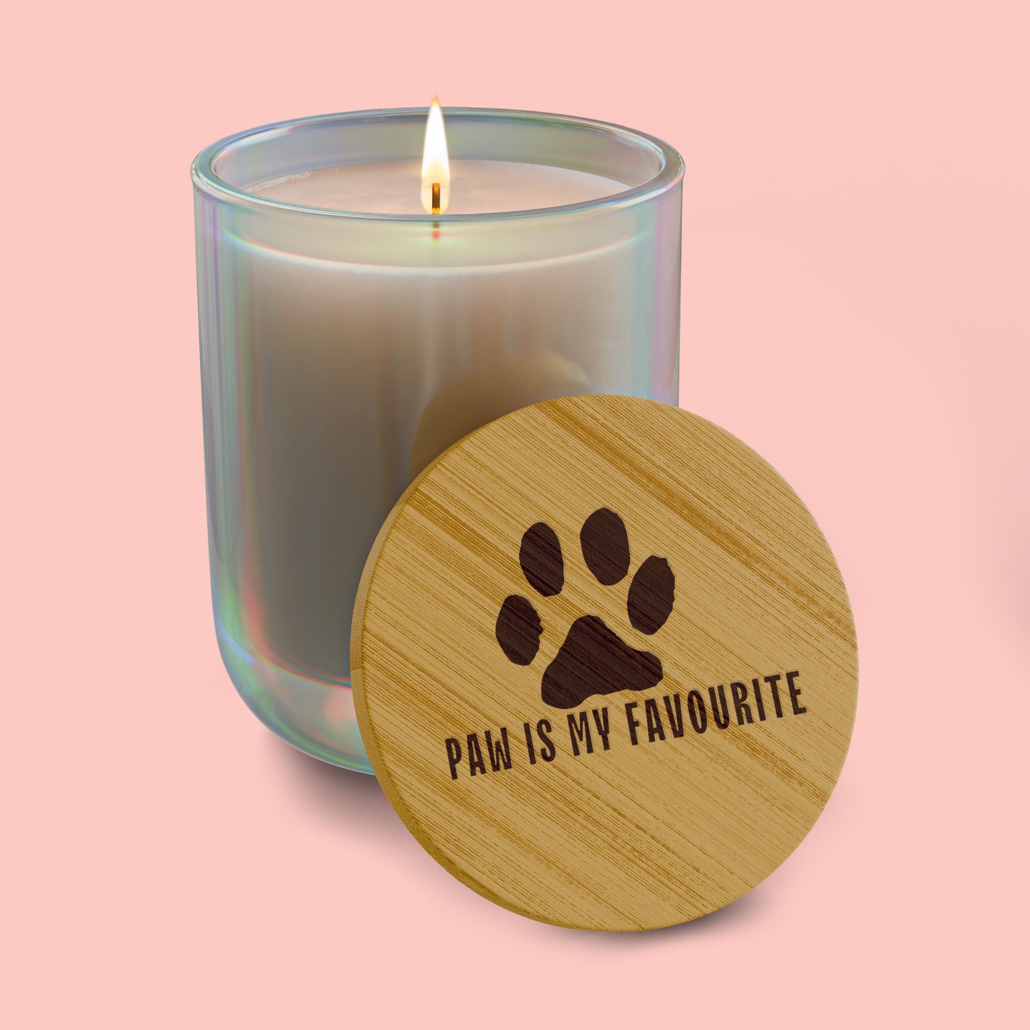 Engraved Soy Candle — "Paws Is My Favourite" Paw Print Scented Candle (14oz)