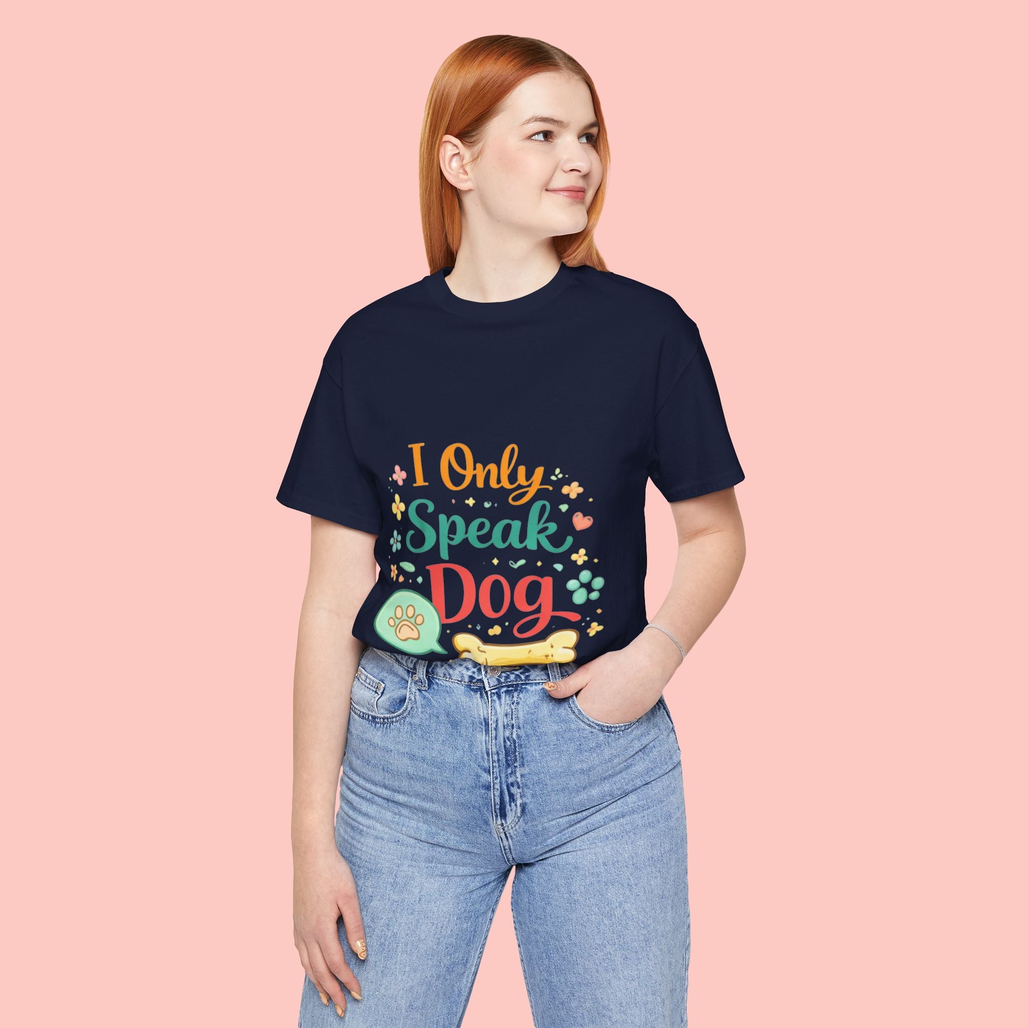Dog Lover T‑Shirt – "I Only Speak Dog" Cute Paw & Bone Graphic Tee