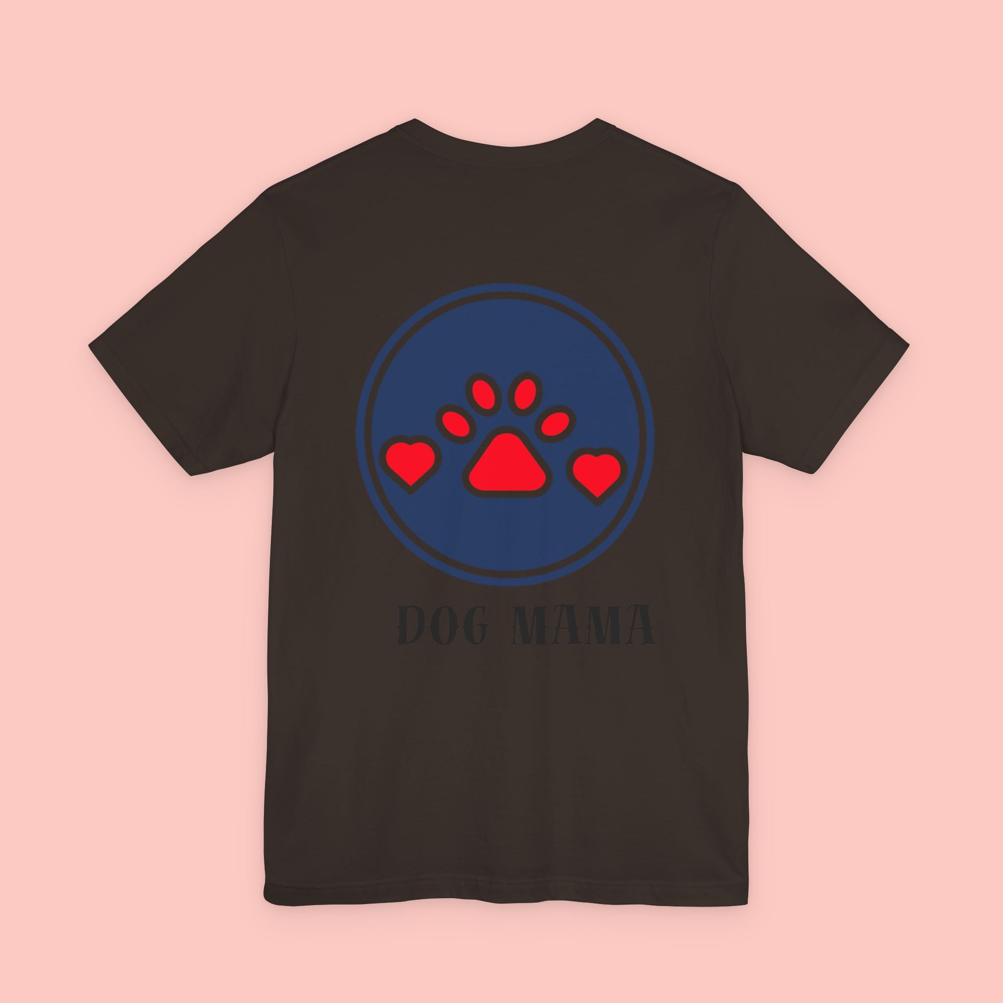 Dog Mama Tee - Paw Print Heart Graphic Short Sleeve Shirt