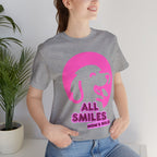 All Smiles Mom's Rules T-Shirt — Cute Pink Dog Graphic Tee for Moms & Pet Lovers