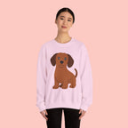 Cute Brown Puppy Sweatshirt — Cartoon Dachshund Crewneck for Dog Lovers