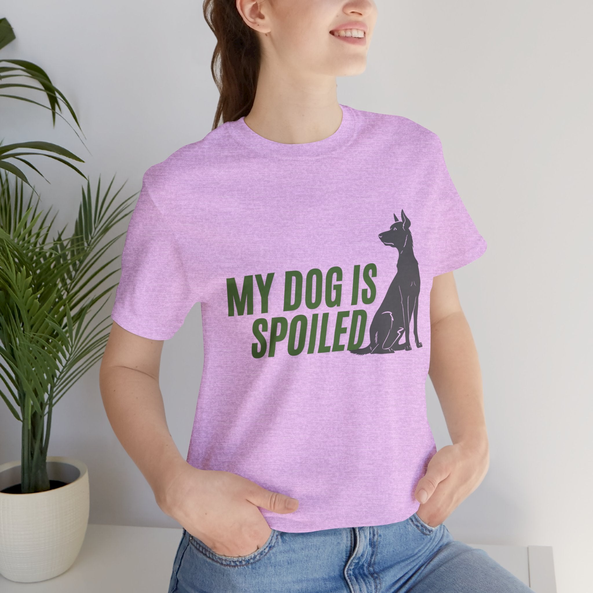 My Dog Is Spoiled T‑Shirt — Funny Dog Lover Tee with Sitting Dog Graphic
