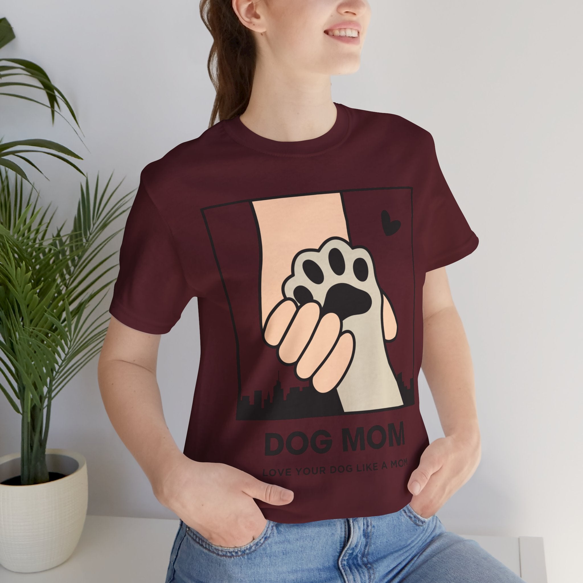 Dog Mom T-Shirt — "Love Your Dog Like a Mom" Paw Print Graphic