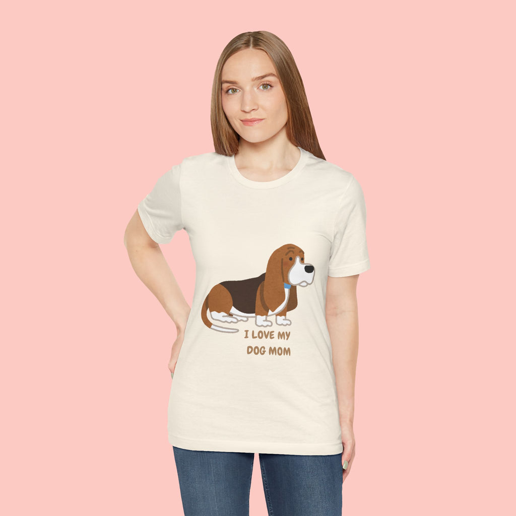 Dog Mom T‑Shirt — Cute Basset Hound I Love My Dog Mom Tee