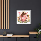 Dog Mom Canvas Print — Framed Matte Wall Art with Cute Dogs & Hearts