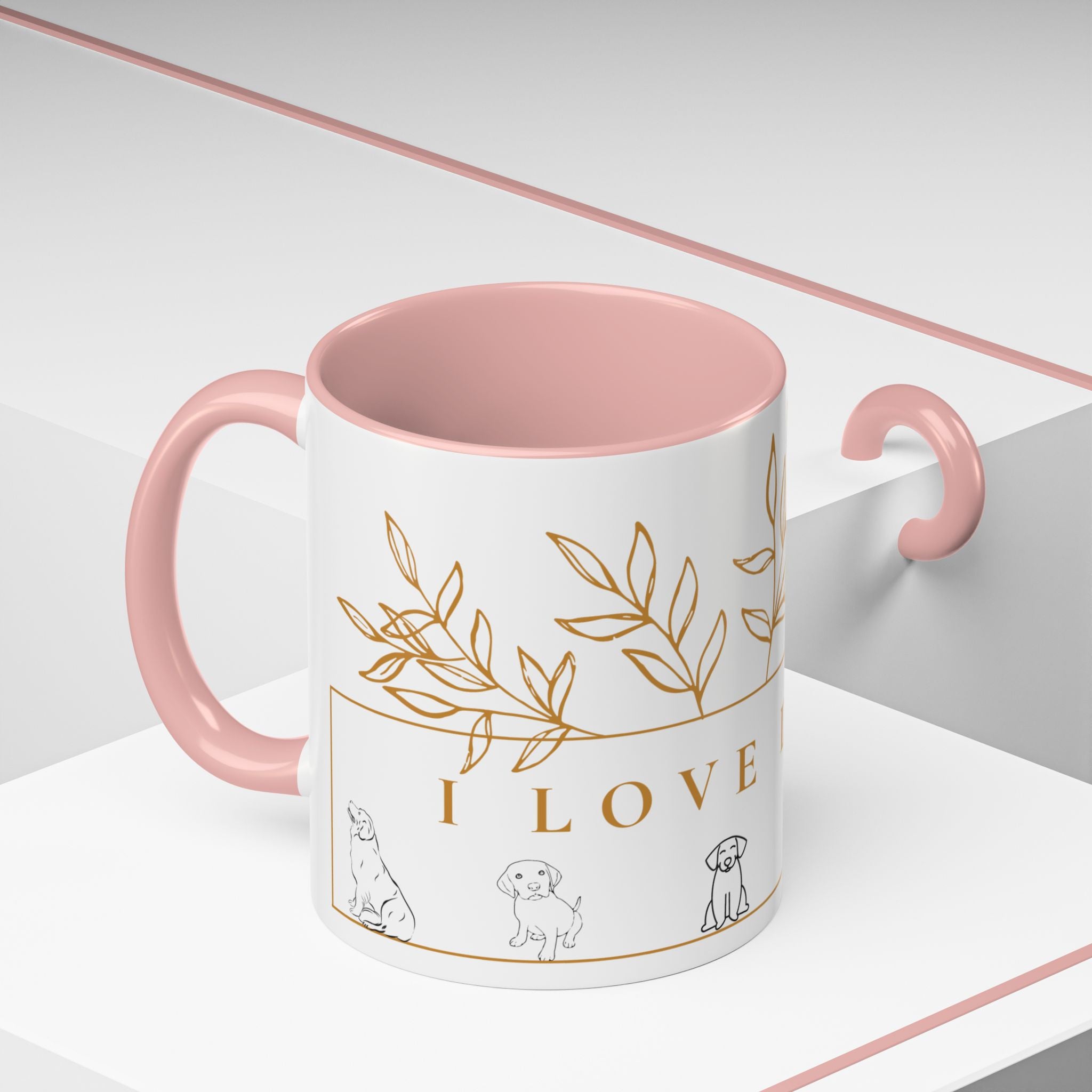 I Love Dogs Accent Coffee Mug — Gold Leaf Dog Lover Ceramic Mug (11oz & 15oz)