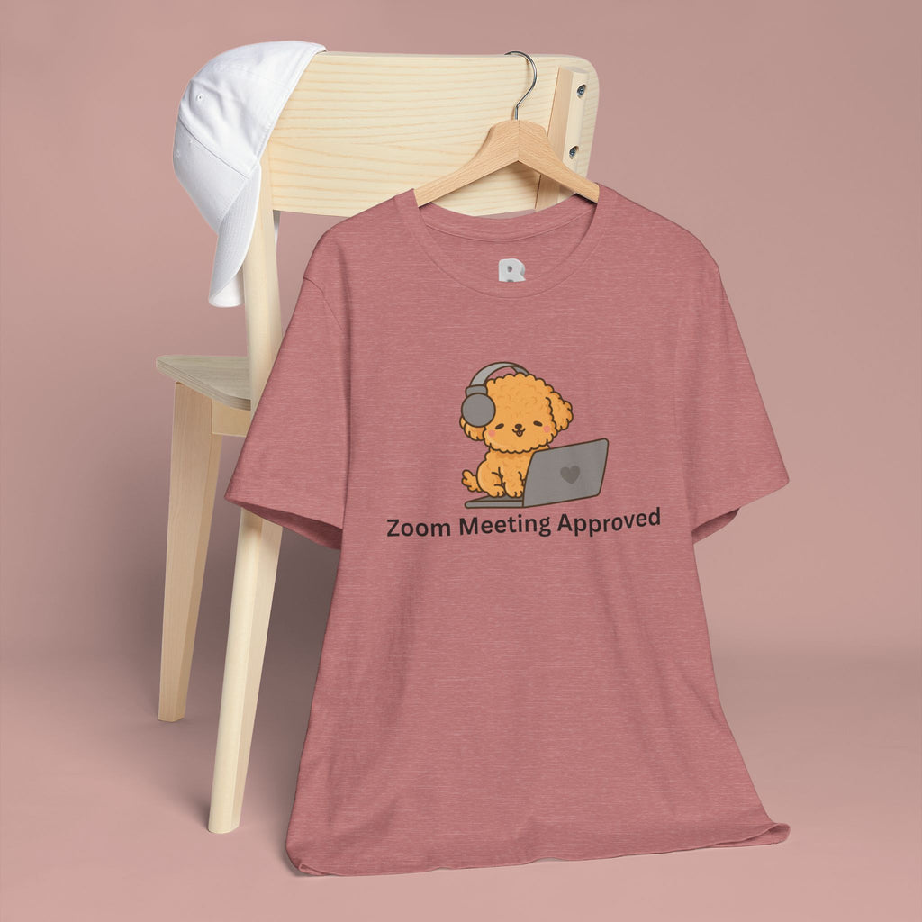 Zoom Meeting Approved Tee — Cute Puppy with Headset Laptop Graphic
