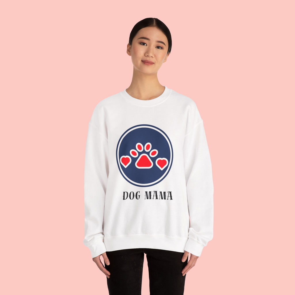 Dog Mama Crewneck Sweatshirt — Paw Print Heart Graphic