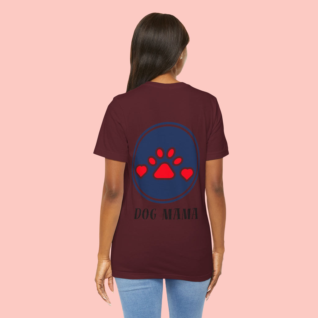 Dog Mama Tee - Paw Print Heart Graphic Short Sleeve Shirt