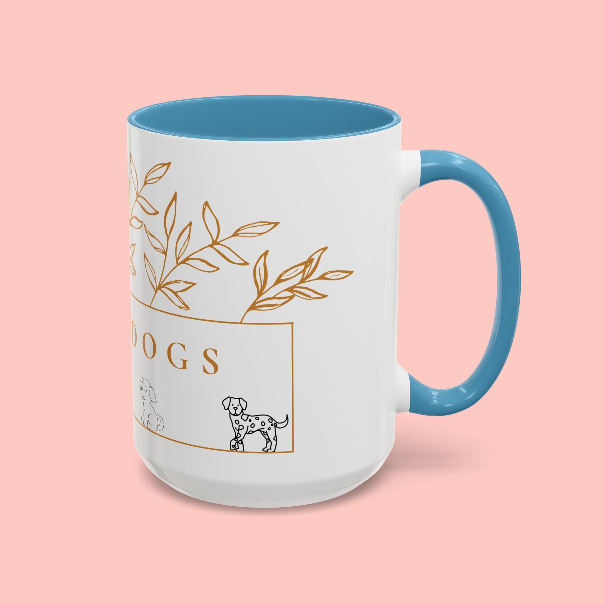 I Love Dogs Accent Coffee Mug — Gold Leaf Dog Lover Ceramic Mug (11oz & 15oz)