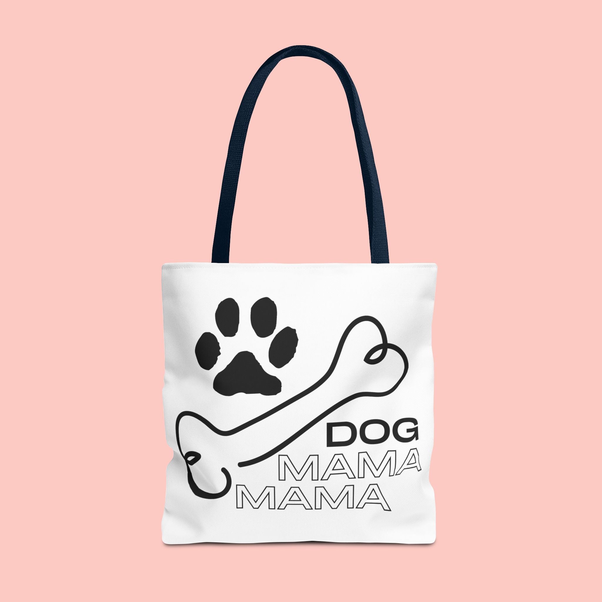 Dog Mama Tote Bag — Paw Print & Bone Graphic Canvas Shopper