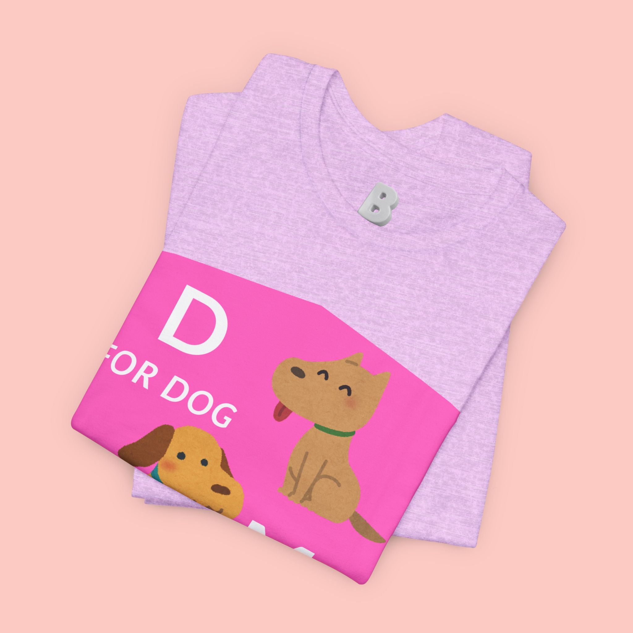 Dog Mom T-Shirt — Cute Pink "D for Dog, M for Mom" Graphic Tee