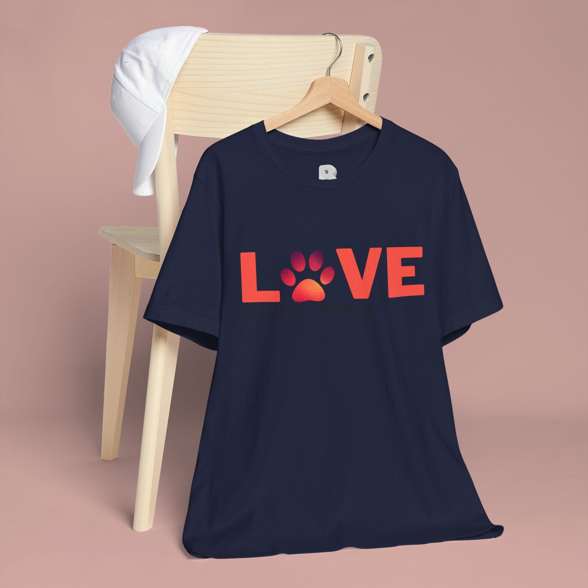 Dog Lover Tee - "LOVE My Dog > People" Paw Print Graphic T-Shirt
