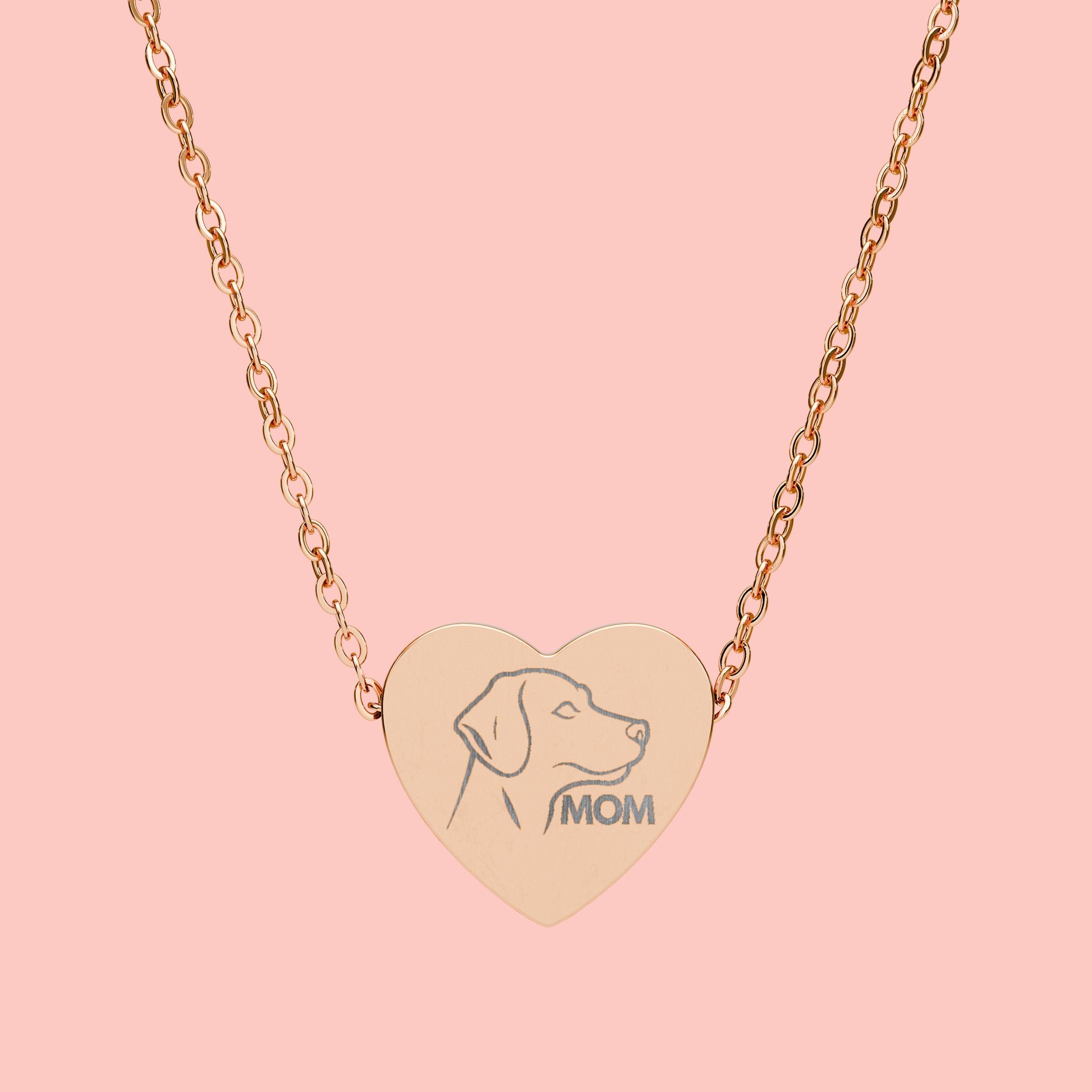 Engraved Dog Mom Heart Necklace