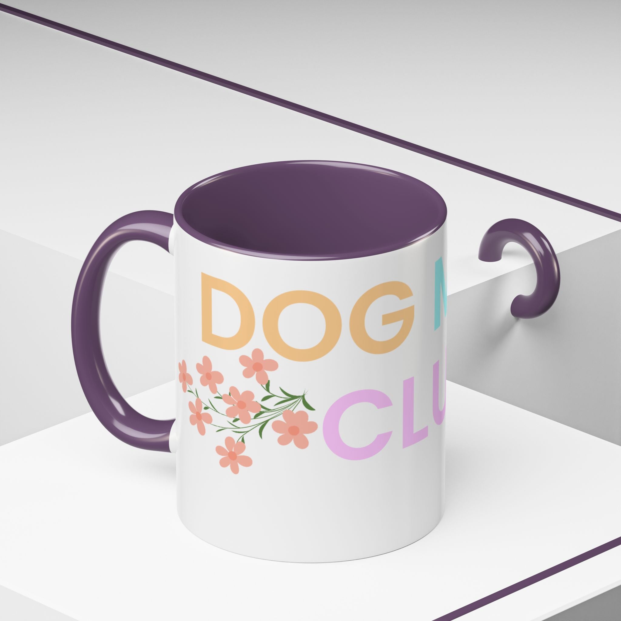 Dog Mom Club Accent Coffee Mug – Colorful Paw Print 11/15oz
