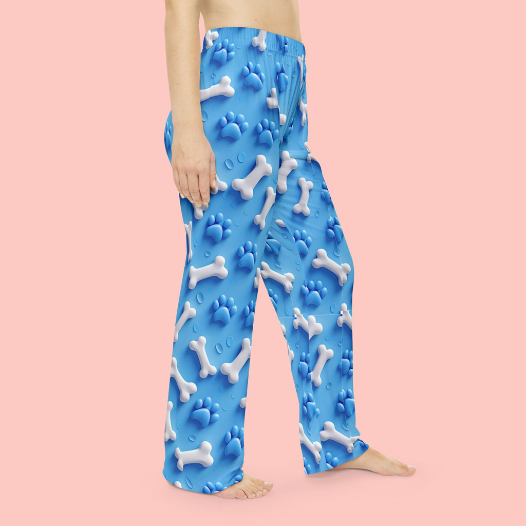 Women's Pajama Pants - Blue Dog Bones & Paw Print All-Over Print