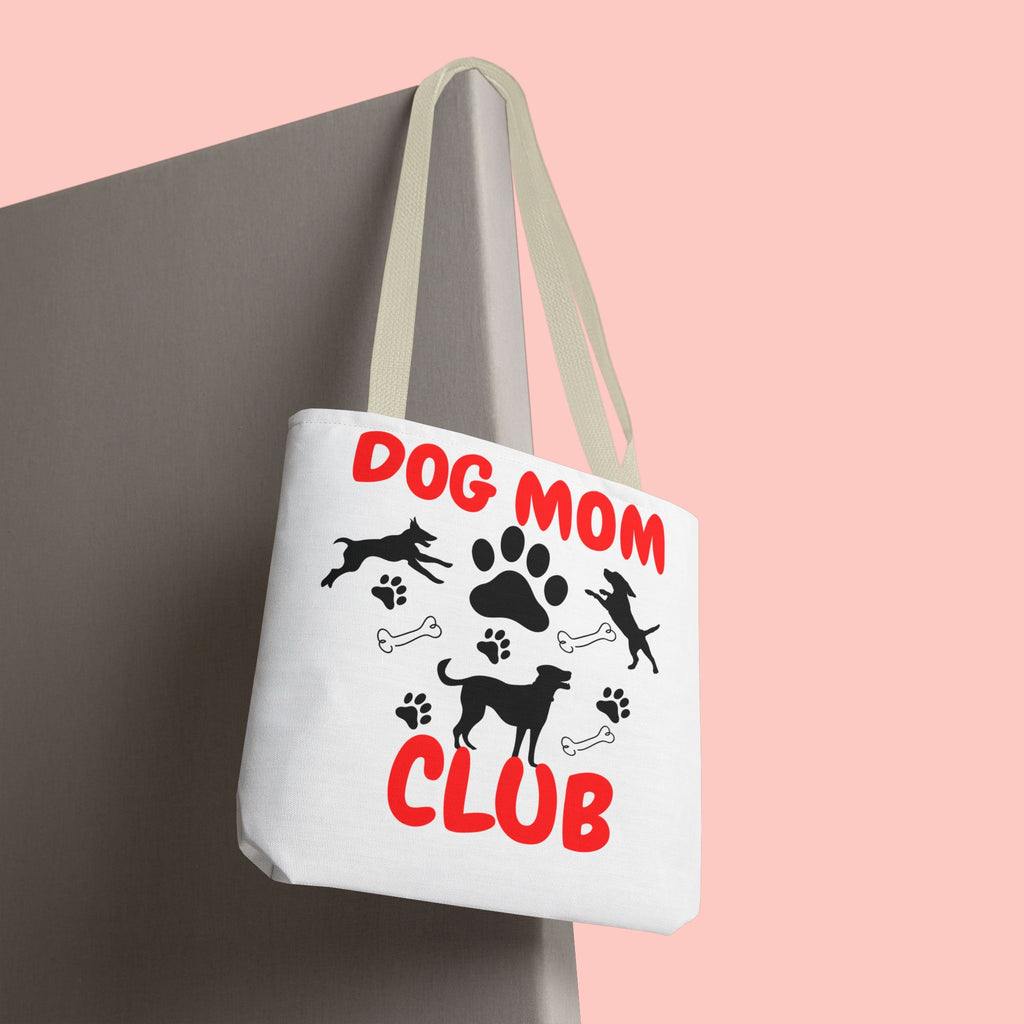 Dog Mom Club Tote Bag – Cute Paw Print Canvas Tote for Dog Lovers