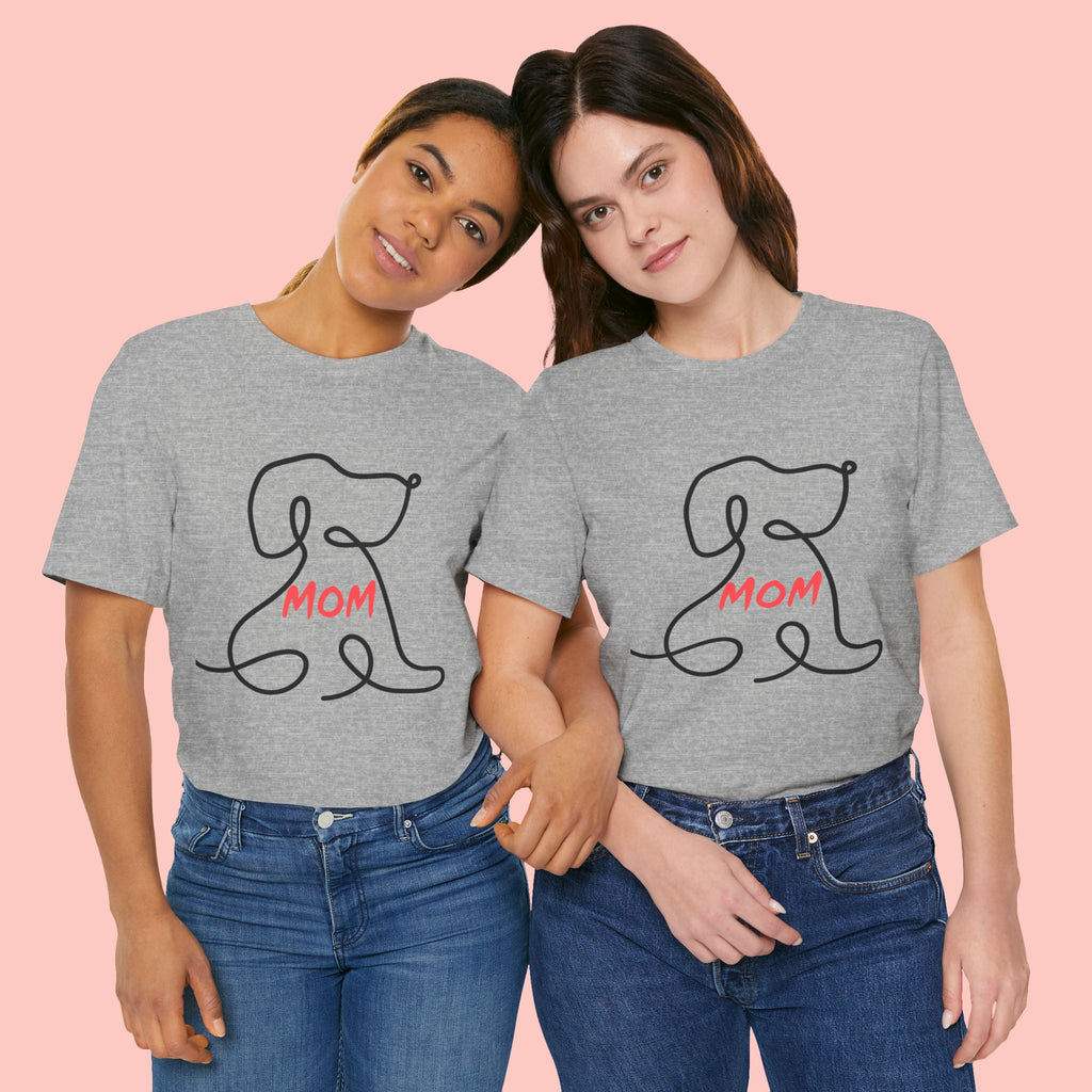 Mom Dog T-Shirt — Minimal Line Art Puppy Tee for Dog Moms, Mother's Day Gift