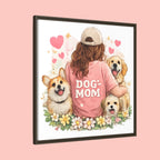 Dog Mom Canvas Print — Framed Matte Wall Art with Cute Dogs & Hearts