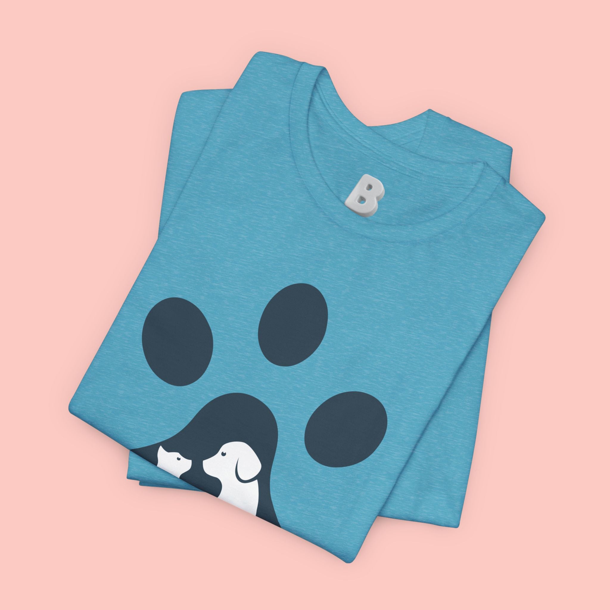 Dog Mom T‑Shirt — Paw Print with Dog & Puppy Graphic