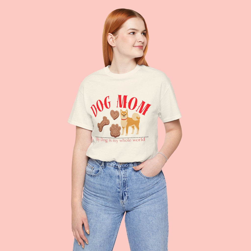 Dog Mom T-Shirt — Cute Shiba & Treats “My Dog Is My Whole World” Tee