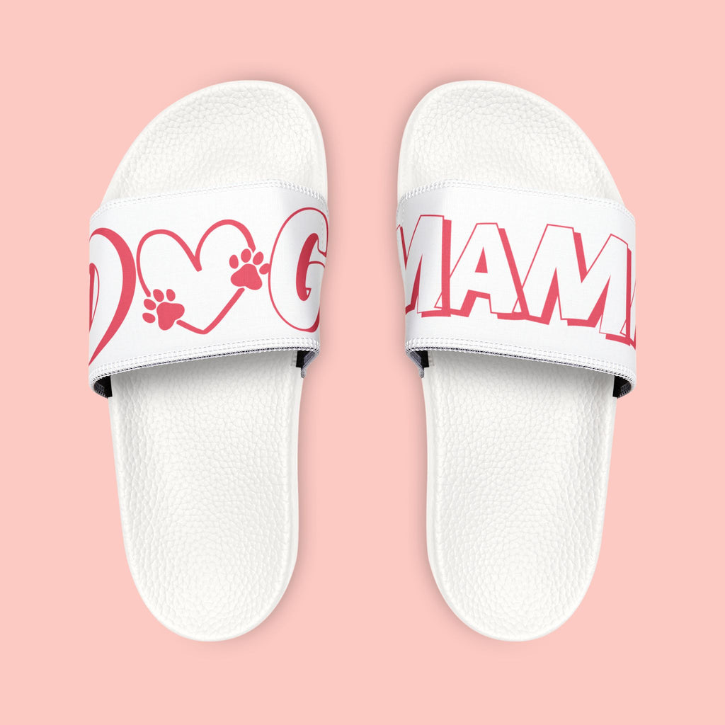 Sandals — 'Dog Mama' White Removable-Strap Slide Sandals