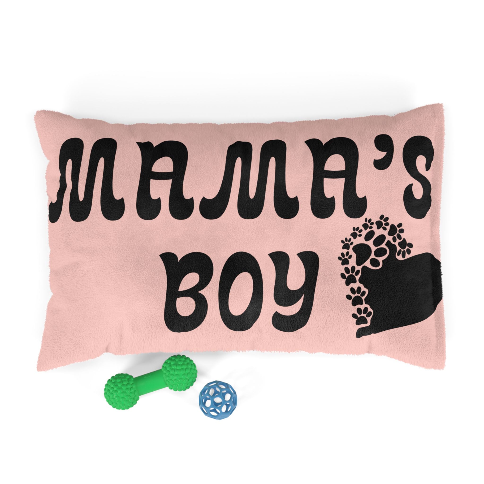 Mama's Boy Pet Bed - Soft Pink Paw Print Dog/Cat Pillow