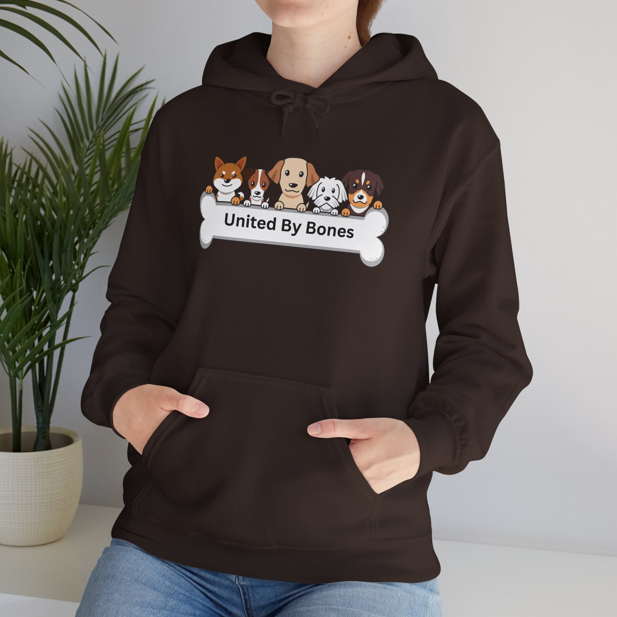 United By Bones Hoodie — Cute Cartoon Dogs Paw Bone Graphic Sweatshirt
