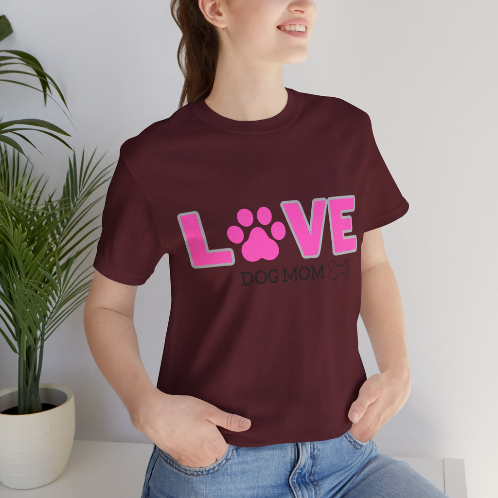 Love Dog Mom T-Shirt — Pink Paw Graphic Tee