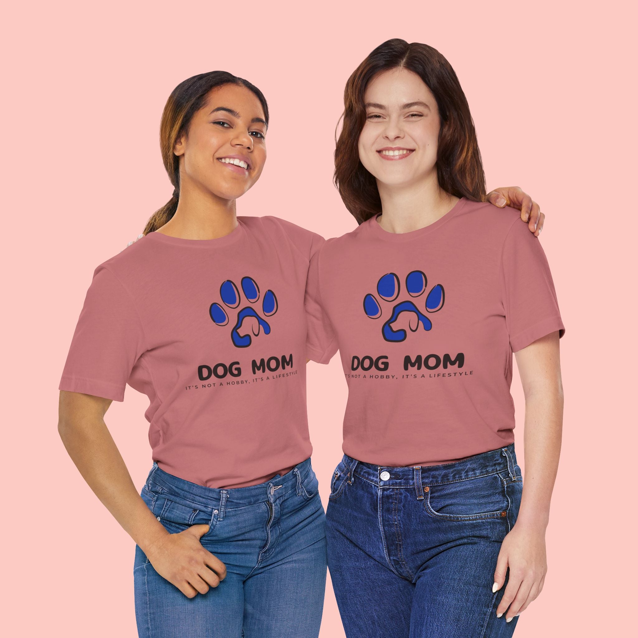 Dog Mom T-Shirt – Blue Paw Graphic "Dog Mom: It's Not a Hobby, It's a Lifestyle"