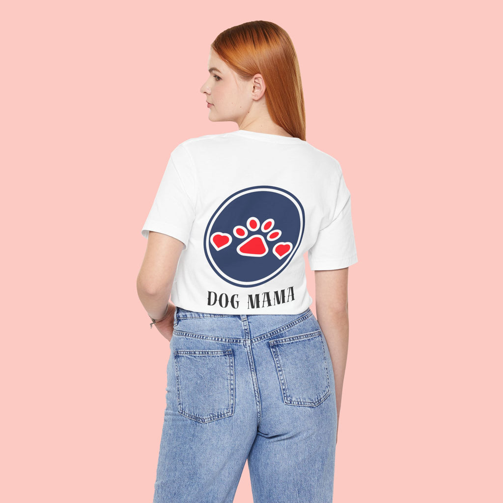 Dog Mama Tee - Paw Print Heart Graphic Short Sleeve Shirt