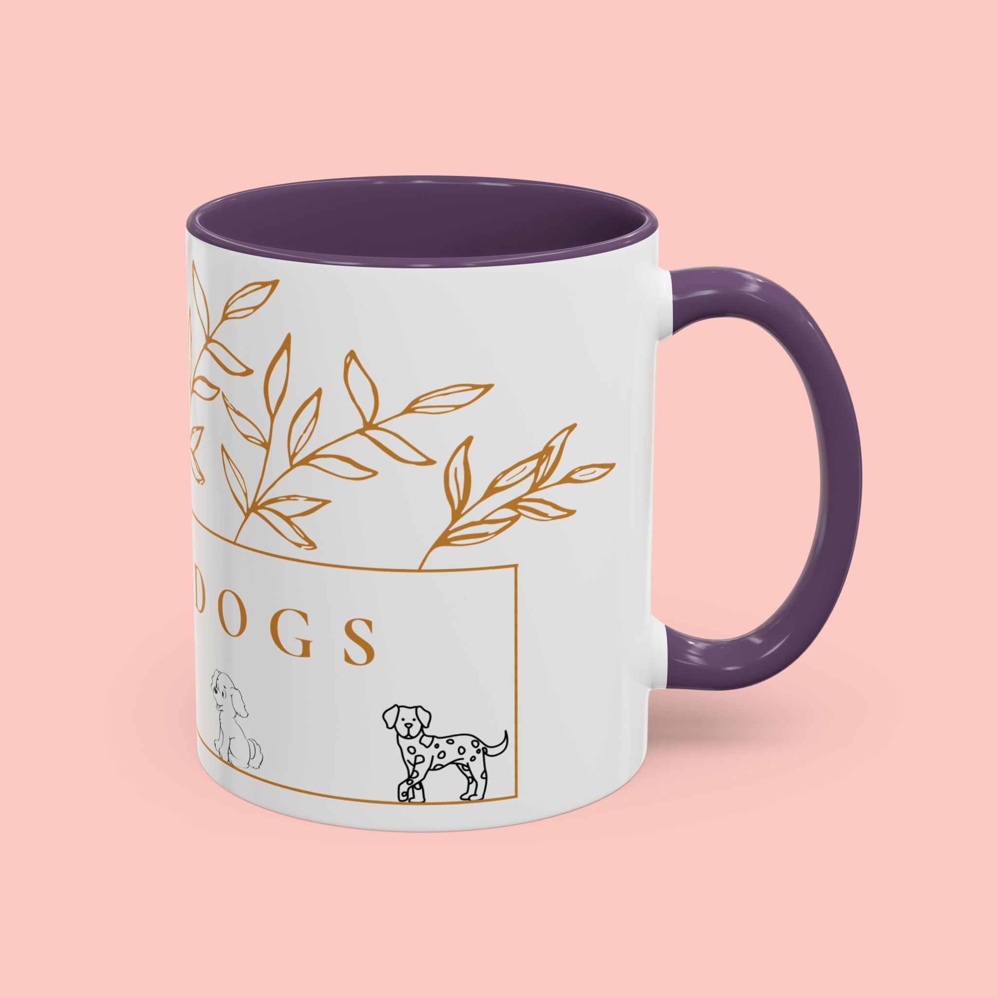 I Love Dogs Accent Coffee Mug — Gold Leaf Dog Lover Ceramic Mug (11oz & 15oz)