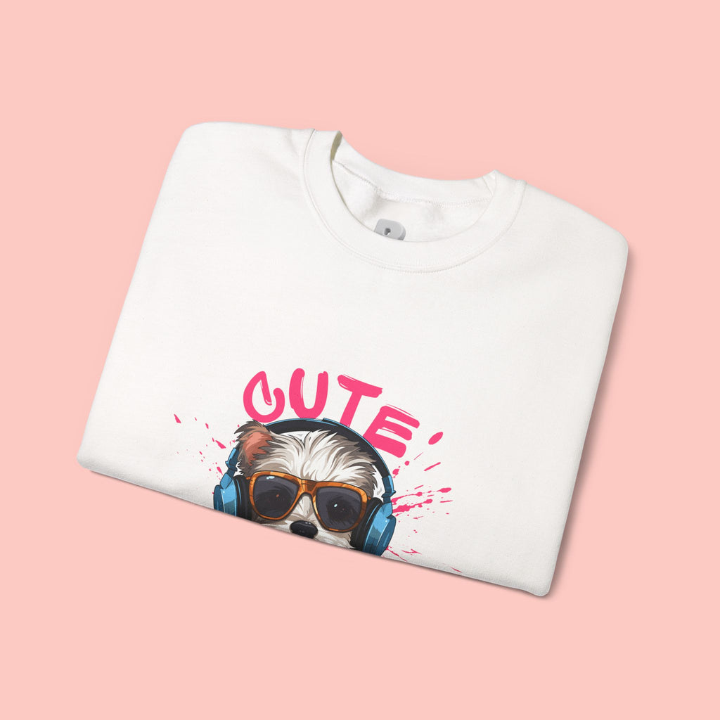 Cute Dog Sweatshirt — Cool Pup with Headphones Graphic Crewneck