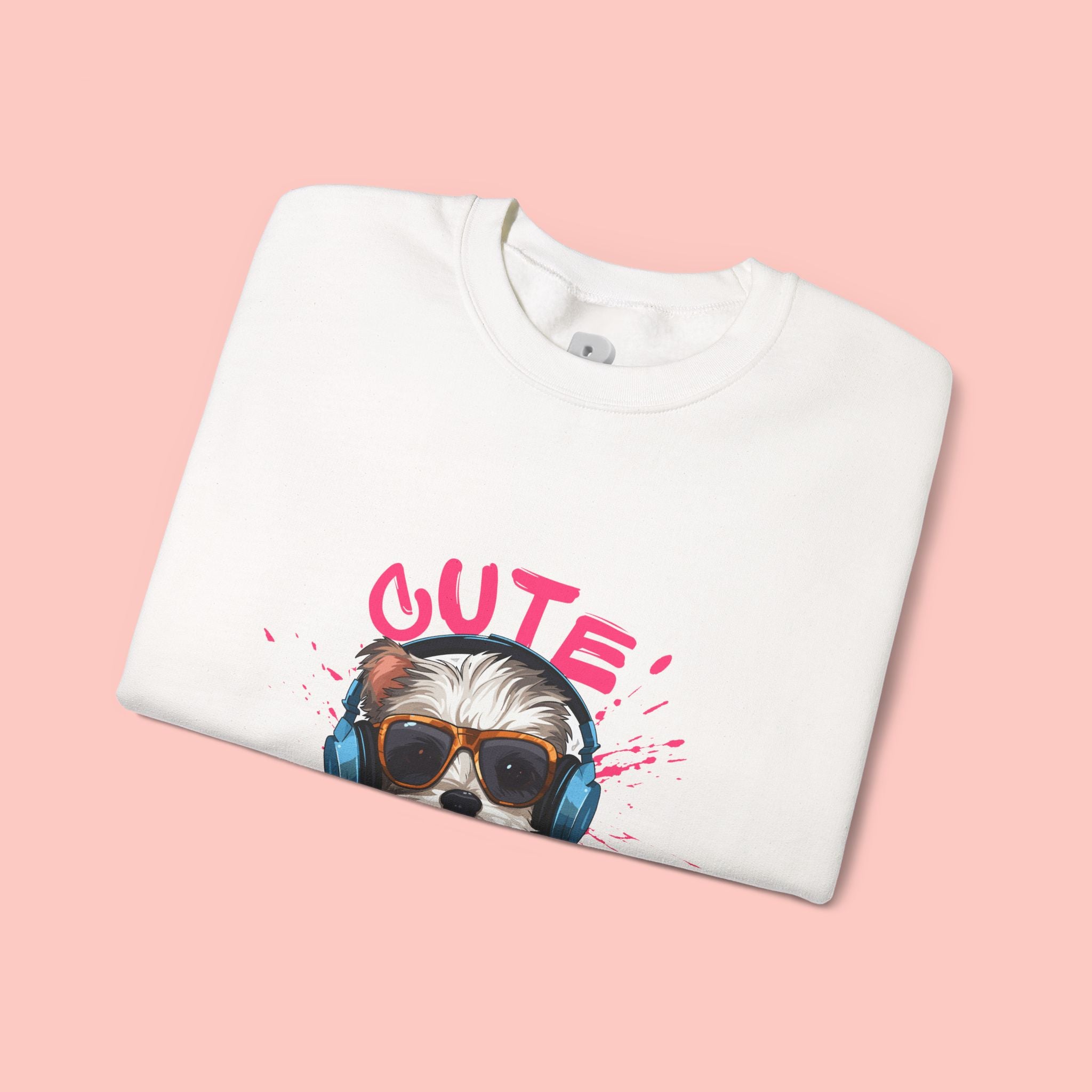 Cute Dog Sweatshirt — Cool Pup with Headphones Graphic Crewneck