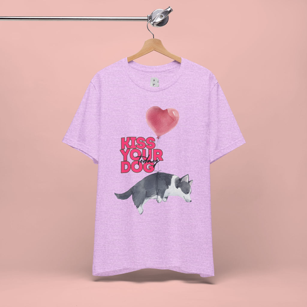 Kiss Your Dog T-Shirt — Cute Corgi with Heart Balloon Pet Lover Tee
