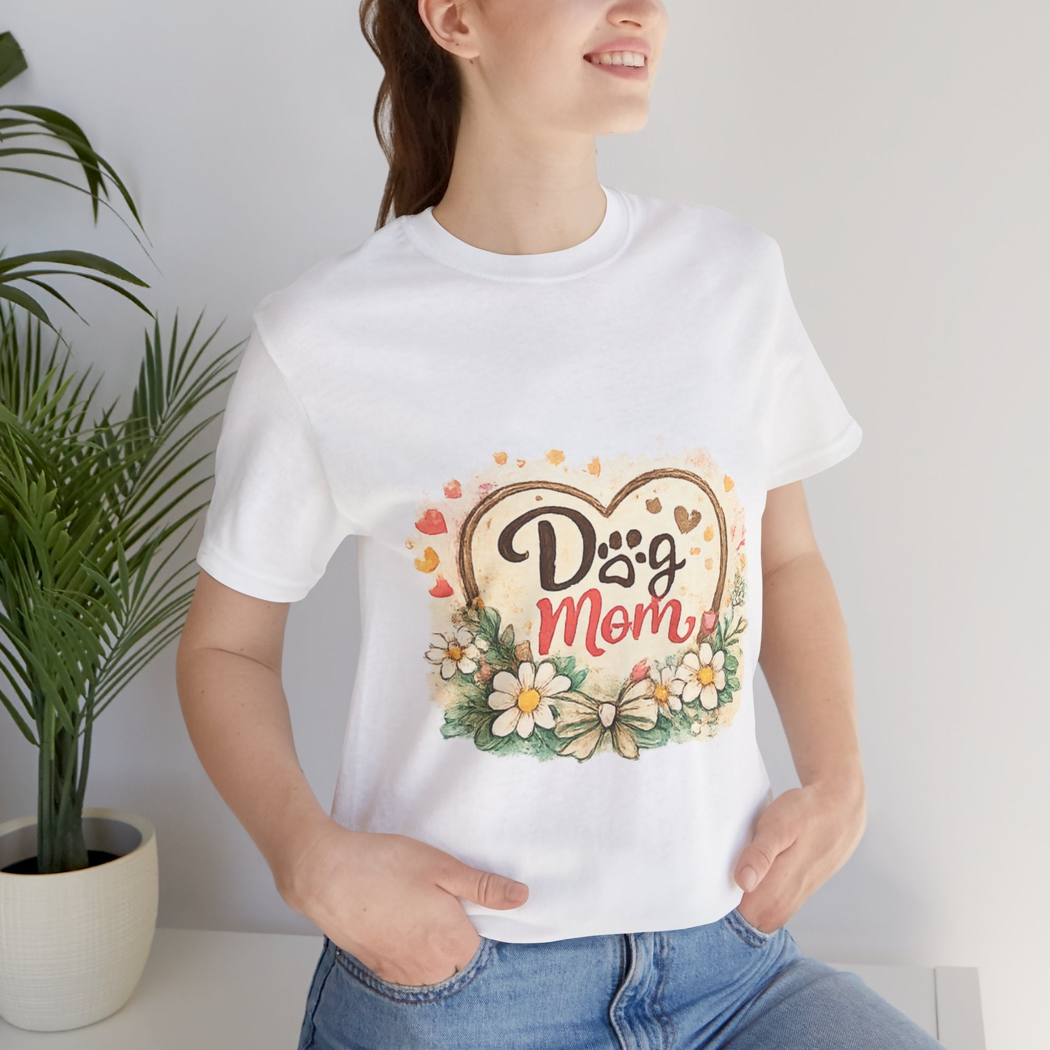 Dog Mom T-Shirt – Floral Paw Heart Graphic Tee