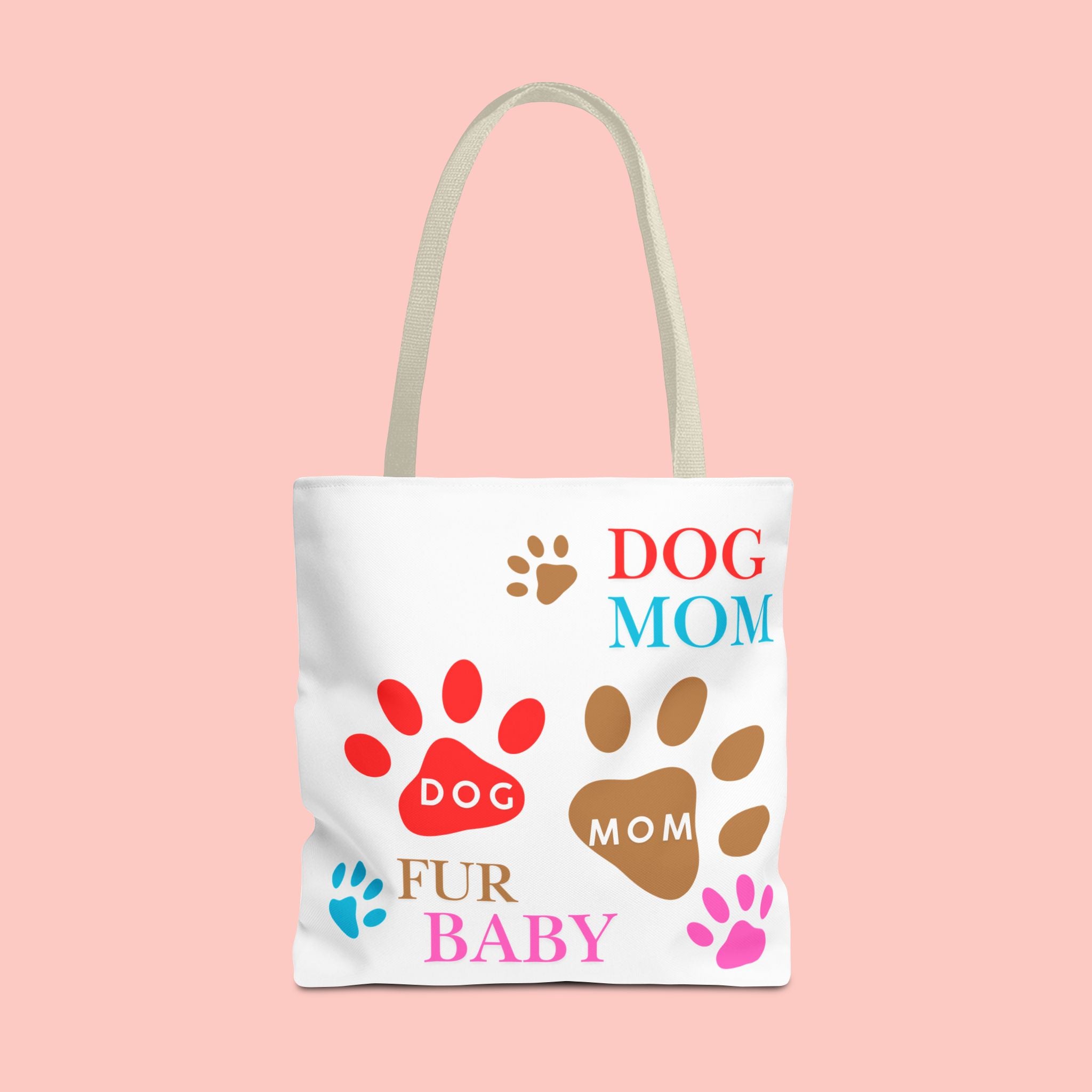Dog Mom Tote Bag – "Fur Baby" Paw Print AOP Tote