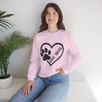 Dog Mom Heart Paw Sweatshirt — Women's Crewneck for Pet Lovers