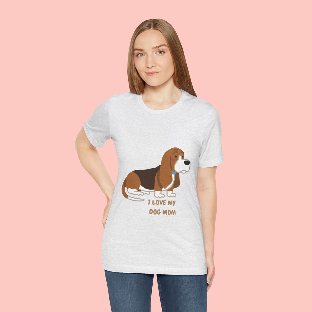 Dog Mom T‑Shirt — Cute Basset Hound I Love My Dog Mom Tee